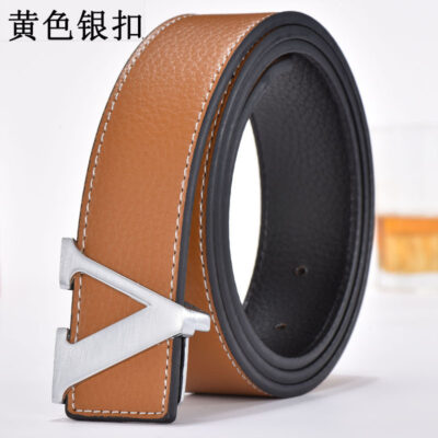 Thắt lưng chữ V trơn thắt lưng quần dây da khóa thắt lưng ngoại thương Hàn Quốc thắt lưng da nam thời trang