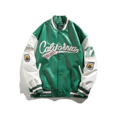 Thương mại nước ngoài phiên bản rời da PU đồng phục bóng chày thêu đơn ngực phong cách hip-hop thời trang áo khoác da giản dị áo khoác hợp thời trang