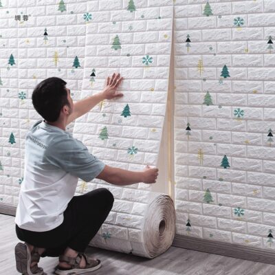 Giấy dán tường tự dính trang trí tường phòng ngủ ban tường xốp dán tường tự dính dán tường ấm áp có thể cọ rửa