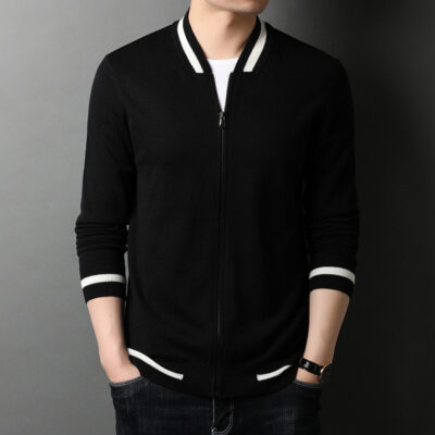 2022 Hàng Mới Về Dệt Kim Cardigan Nam Thu Đông Mới Dài Bên Ngoài Bóng Chày Cổ Áo Len Dây Kéo Áo Khoác Nhà Máy Bán Buôn