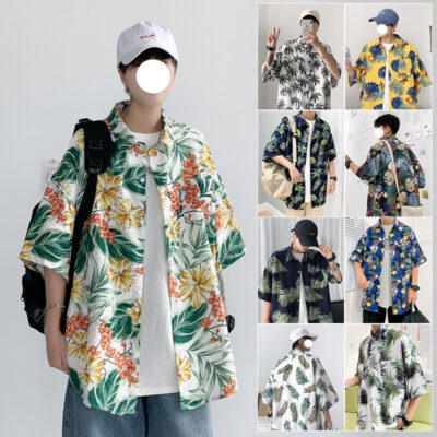 Áo sơ mi nam ngắn tay Summer Sea Breeze Phong cách New Harbor cỡ lớn Áo sơ mi nam ngắn tay in hình đơn giản cho nam đi biển