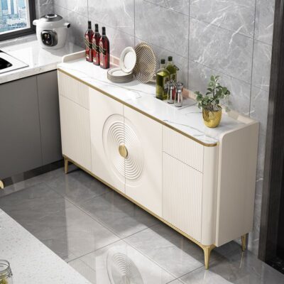 Tủ búp phê đẹp sang trọng phiến đá mặt bàn nhà hàng công suất lớn tủ bếp tủ để đồ một bức tường
