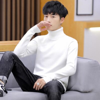 Ngoại thương áo len cao cổ nam thu đông 2022 phiên bản Hàn Quốc mới xu hướng tự tu luyện cá tính lót màu trơn hàng dệt kim nam