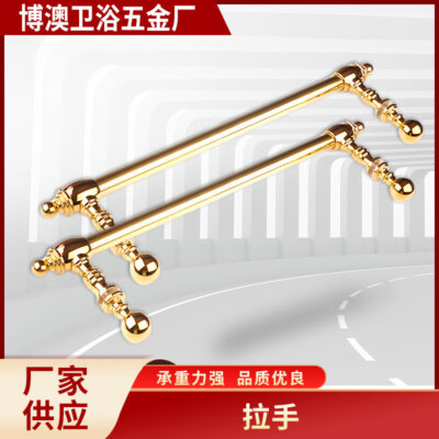 Tay nắm cửa kính biệt thự phong cách châu Âu khách sạn cổ Tay nắm cửa vàng hồng titan tay nắm vàng bán buôn Tay nắm cửa