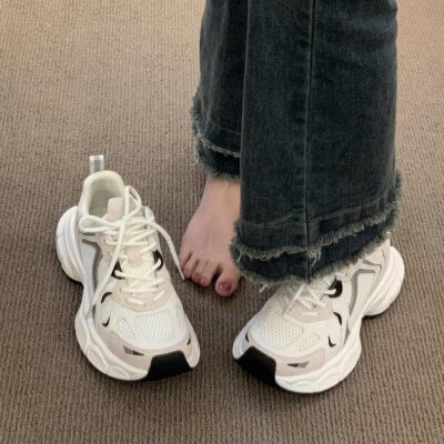 Giày Daddy Giày Nữ 2023 Mới Bốn Mùa Lưới Thoáng Khí Giày Thể Thao Tất Cả Trận Đế Dày Mùa Hè Giày Trắng