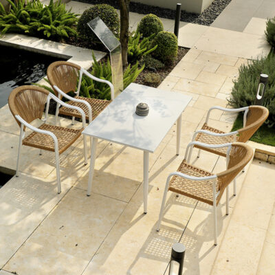 Bàn ghế ngoài trời sân vườn ngoài trời giải trí ghế mây thương mại bàn ghế đơn giản có ô kết hợp bàn ghế ngoài trời