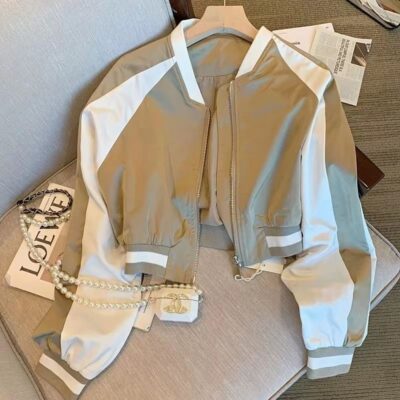 Mỹ phong cách retro đồng phục bóng chày áo khoác nữ 2023 mới hợp thời trang người đàn ông nhỏ mùa xuân thiết kế ngắn cảm giác thích hợp áo khoác