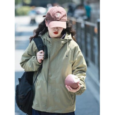 Mỹ retro áo khoác nữ mùa xuân và mùa thu ngoài trời cặp đôi chức năng leo núi phù hợp với phí áo khoác trùm đầu áo khoác dụng cụ áo khoác đệm bông nam