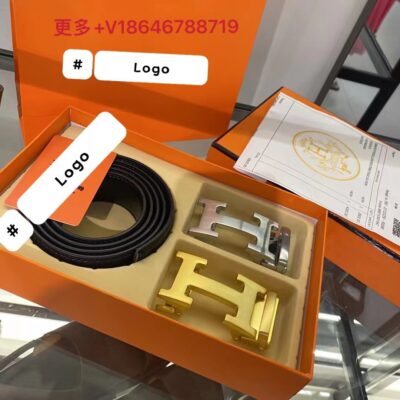 Mô hình thương mại nước ngoài H gia đình Aijia Mashi thắt lưng nam kinh doanh thời trang da khóa tự động hộp quà tặng hai đầu nhà sản xuất thắt lưng