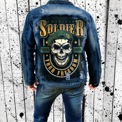 2212 * áo khoác mới nam mùa thu đông xu hướng Âu Mỹ nam phong cách retro áo khoác denim cao cấp