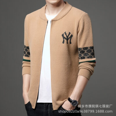 2022 mùa thu đông mới thời trang nam áo len dệt kim thời trang bóng chày cổ áo dây kéo áo khoác cardigan nam quần áo
