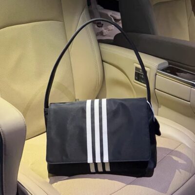 Nylon Pháp Dính Sát Nách Nữ Họa Tiết Cao Cấp Túi Xách Màu Đen Cổ Vạt Túi Vải Oxford Túi Sọc Đeo Vai