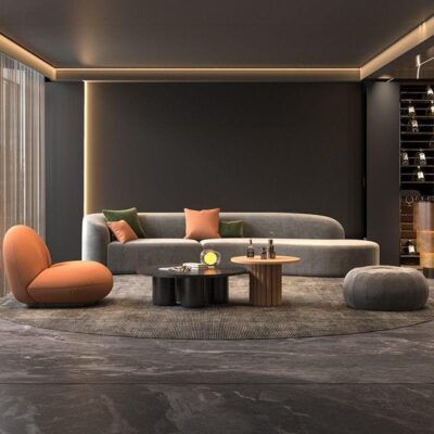 2022 mới sofa cong phòng khách căn hộ nhỏ hiện đại tối giản công nghệ sofa vải thiết kế nội thất hình dáng đặc biệt