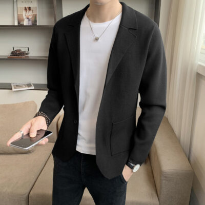 Áo khoác len dệt kim cổ vest nam đẹp mùa xuân thu 2022 áo cardigan len dài tay hợp thời trang