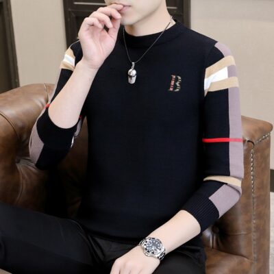 [Live Hot Style] Thương hiệu thời trang cao cấp thu đông mới áo len đan len nam phát sóng trực tiếp tóc thường