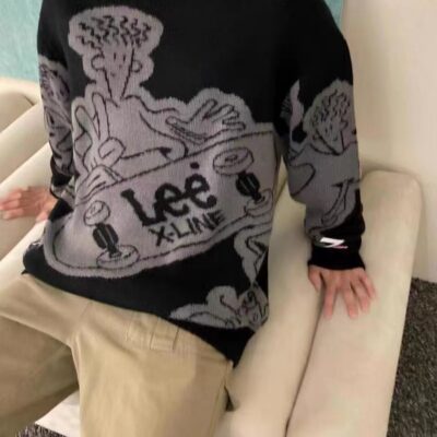 23 năm Hàn Quốc le Simpson 7up chung áo len dệt kim cổ tròn dành cho cặp đôi nam nữ thường ngày mùa thu đông phong cách mới