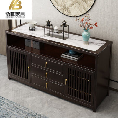 Tủ phụ ăn uống bằng gỗ nguyên khối kiểu Trung Quốc mới dựa vào tường tủ cao phòng khách Tủ phụ kiểu Trung Quốc tủ rượu tủ đá đĩa tủ đựng trà