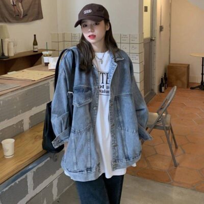 Áo khoác denim nữ mùa xuân thu 2023 phiên bản Hàn Quốc dáng rộng và mỏng hương vị Hồng Kông áo khoác dài tay đường phố xào mùa thu nữ