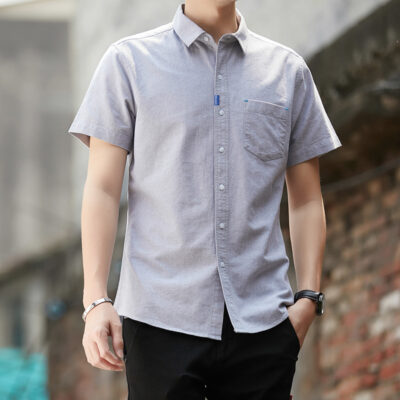 Năm 2023 Nam Chất Lượng Áo Sơ Mi Cotton Nguyên Chất Nam Tay Ngắn Cotton Nguyên Chất Áo Sơ Mi Nam Thời Trang