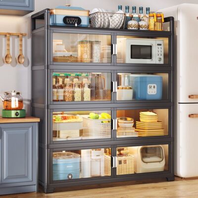 Tủ bếp giá hợp kim nhôm ăn tủ phụ nhiều lớp tủ để đồ hộ gia đình đơn giản để đồ tủ bếp