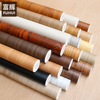 Giấy dán tường vân gỗ dán mô phỏng tự dính chống thấm nước dày nền tường tủ bếp cửa gỗ bàn đồ nội thất cũ đổi mới