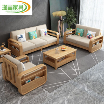 Nhà máy bán trực tiếp Bắc Âu sofa gỗ đặc căn hộ nhỏ đơn đôi ba người góc ghế dài kết hợp sofa