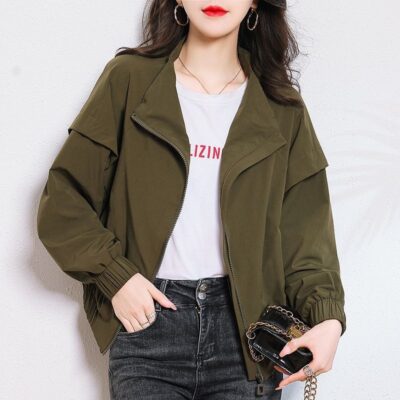 Áo khoác thường quần áo nữ mùa xuân và mùa thu 2023 mới rời đồng phục bóng chày mỏng khí chất áo khoác nhỏ áo khoác mỏng hàng đầu