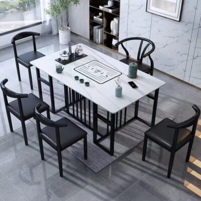Bàn trà đá phiến và ghế kết hợp bàn cà phê bằng đá cẩm thạch tối giản hiện đại đẹp sang trọng mới phong cách Trung Quốc văn phòng phòng khách uống Bàn trà