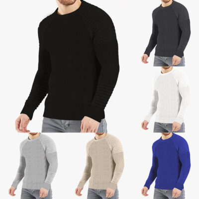 Ngoại thương thời trang nam dệt kim đơn giản có đáy áo Âu Mỹ mới mùa thu đông nam cổ tròn áo sơ mi chui đầu hợp thời trang