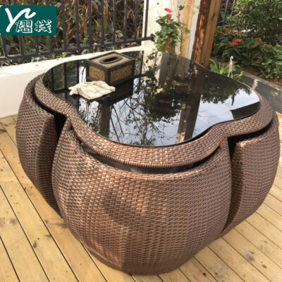 Bàn ghế ngoài trời sân có dù ban công ngoài trời sân mây sân vườn chống nước bàn trà ghế mây kết hợp nội thất