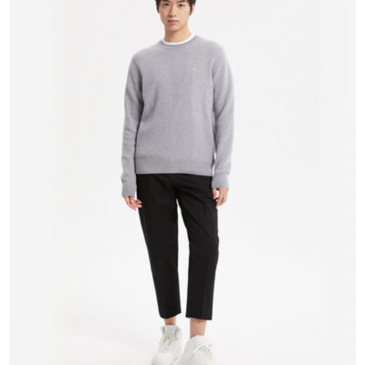 Chiều Cáo Nhỏ Mùa Thu Đông 2022 Cổ Điển Thêu Cáo Đồng Màu Nam Áo Thun Cổ Áo Len