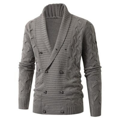 2021 Thu Ngoại Thương Sản Phẩm Mới Ngoại Thương Nam Màu Trơn Dệt Kim Dày Dặn Áo Len Cardigan Áo Khoác