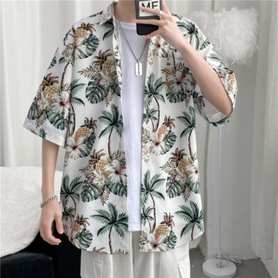 Hawaii áo sơ mi bãi biển thô lỗ người đàn ông đẹp trai retro phong cách cổ điển chất lượng cao bên bờ biển hoa cổ điển áo sơ mi vài thủy triều