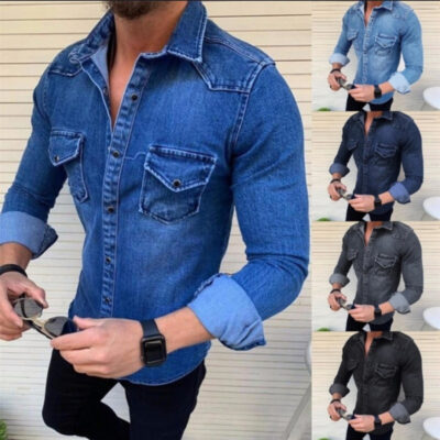 2023 xuất khẩu mới nam Âu Mỹ bán chạy áo khoác vải denim mỏng phiên bản Hàn Quốc áo sơ mi mỏng áo khoác