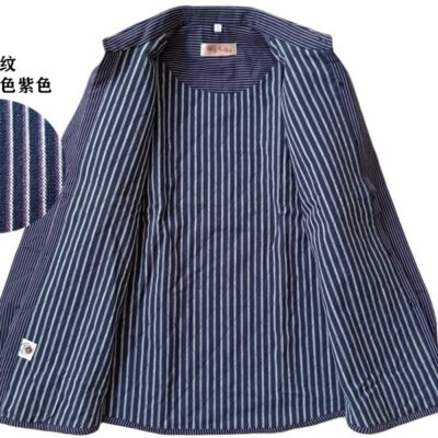 Mùa đông mới chần bông dày cũ vải thô trung niên và cao tuổi áo sơ mi cotton dài tay bố rộng áo ấm