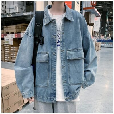 Áo khoác denim nam mùa xuân và mùa thu mới 2022 đẹp trai phóng khoáng thương hiệu thời trang dạo phố phiên bản Hàn Quốc