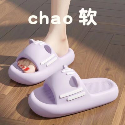 Dép đi trong nhà và ngoài trời cho nữ đi trong nhà và ngoài trời chống trượt đế dày chịu mài mòn dép tai mèo dễ thương trong mùa hè