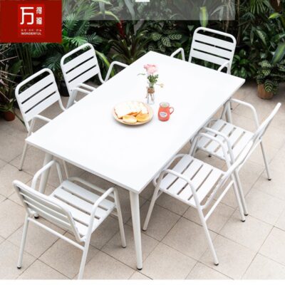 Bộ bàn ghế ban công bộ 3 bộ 5 món sân vườn bàn cà phê nhỏ màu chống nước nội thất quán trà sữa bàn ghế ngoài trời bằng sắt rèn