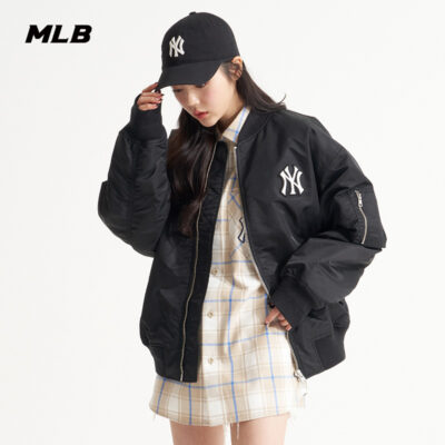 MLB nam và nữ áo khoác chống gió dây kéo áo khoác thể thao giản dị đồng phục bóng chày 22 mùa thu đồng phục bóng chày mùa thu áo khoác nữ