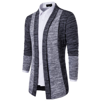 Mùa Thu Đông 2021 Ngoại Thương Mới Nam Túi Còng Nhấn Màu Hàn Quốc Cardigan Áo Len Dệt Kim In Áo Len Cổ Lô