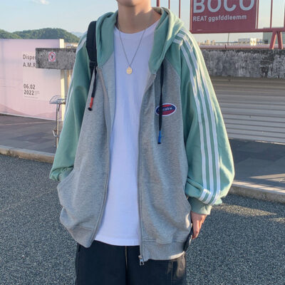 Áo len thể thao mùa thu dành cho nam, áo khoác cardigan có khóa kéo phong cách Hồng Kông, phong cách Hàn Quốc, thương hiệu hợp thời trang hip-hop, áo khoác có mũ trùm đầu phù hợp với mọi lứa tuổi