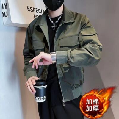 Áo khoác bảo hộ lao động nam mùa xuân và mùa thu đứng đầu thương hiệu hợp thời trang hợp thời trang đẹp trai giản dị phù hợp với áo khoác nam có ve áo áo choàng