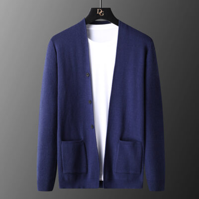 2021 mới mùa thu đông áo len cardigan nam dệt kim áo len nam slim-fit áo khoác hàng đầu triều