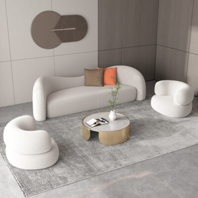 Bắc Âu Công Nghệ Vải Sofa Phòng Khách Căn Hộ Nhỏ Hộ Gia Đình 3 Người Cừu Nhung Sofa Lưới Đỏ Thẩm Cửa Hàng Quần Áo