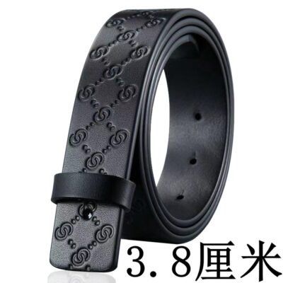 3.8Cm Không Đầu Thắt Lưng Nam Dập Nổi Đấm Kẻ Sọc Thắt Lưng Không Đầu Da Mịn Khóa H Cơ Thể Da Bò Nguyên Chất