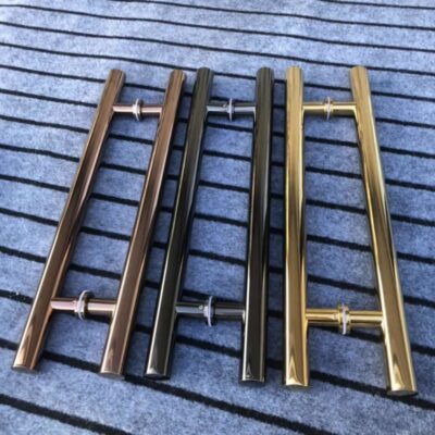 Tay nắm cửa kính inox ống tròn sáng hồng vàng đen titan vàng cửa tay nắm cửa trượt tay nắm cửa gỗ
