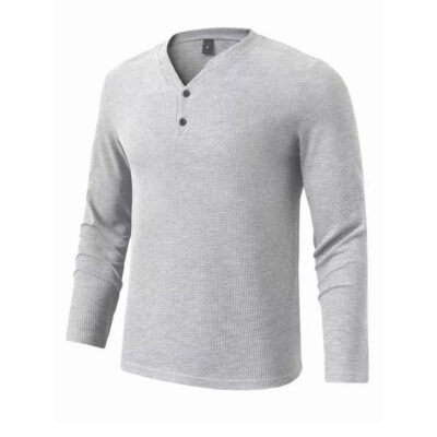 Cơ bắp tập thể dục nam cổ chữ V waffle cotton chui đầu áo len làm việc mùa thu đông đáy triều trên