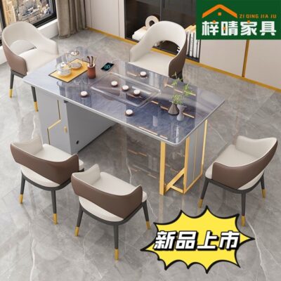 Bàn trà đá phòng khách cao cấp tối giản hiện đại kết hợp văn phòng tại nhà Bàn trà siêu pha lê tích hợp Bàn trà