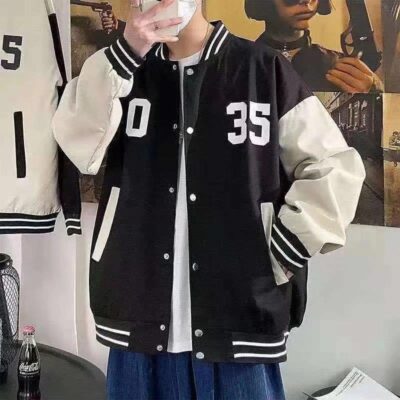 Mùa hè nam áo khoác mỏng áo len phối xu hướng ins cặp đôi đồng phục bóng chày cardigan quần áo sinh viên rời