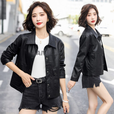 Thương Hiệu Mùa Xuân Và Mùa Thu Nhỏ Áo Khoác Da Nữ 2023 Thời Trang Mới Nhỏ Rời Da Cừu Áo Khoác Da Áo Khoác Hợp Thời Trang